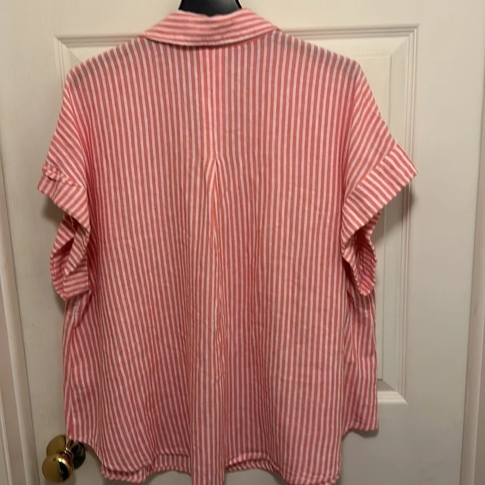 Liz Claiborne orange and white striped top NEW - Picture 2 of 9